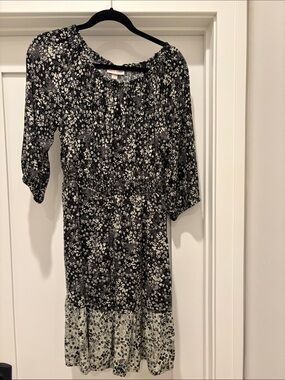 Knox Rose Black and White Floral Midi Dress